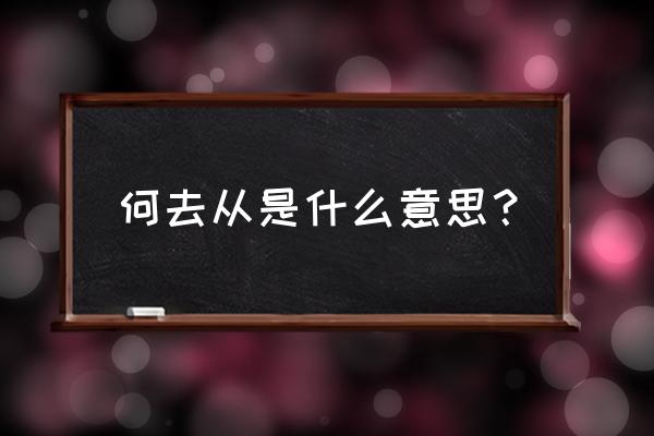 何去何从是啥意思解释 何去从是什么意思？