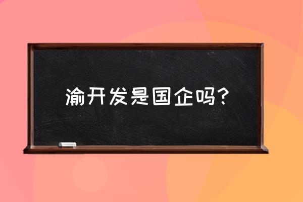 重庆城投渝开发 渝开发是国企吗？