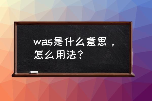 was一般怎么用 was是什么意思，怎么用法？