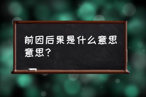 前因后果句什么意思 前因后果是什么意思意思？