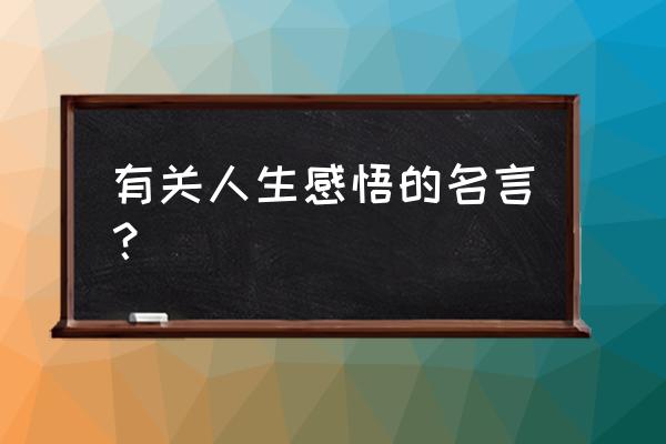 人生感悟格言大全 有关人生感悟的名言？