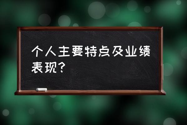 个人主要工作业绩简述 个人主要特点及业绩表现？