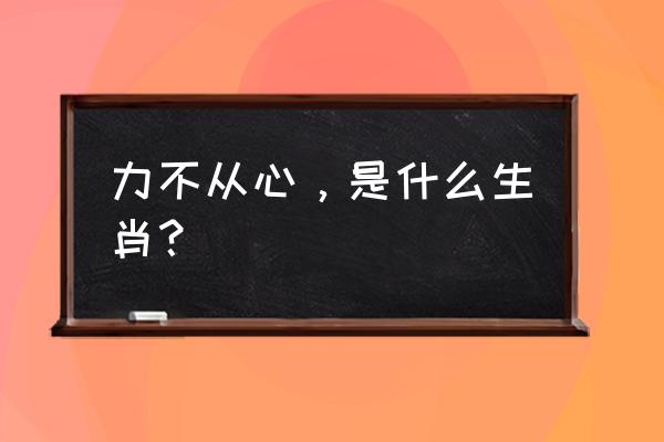 力不从心是什么生肖 力不从心，是什么生肖？