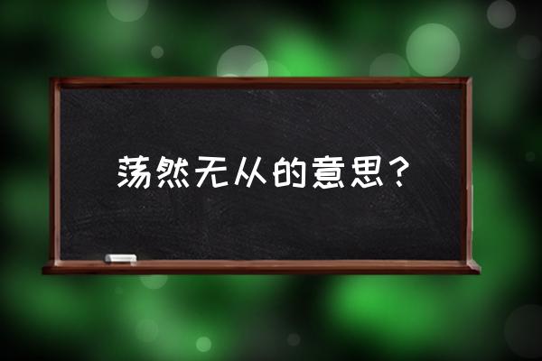 荡然无从的意思 荡然无从的意思？