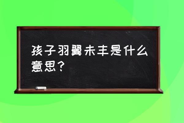 孩子羽翼未丰是什么意思 孩子羽翼未丰是什么意思？