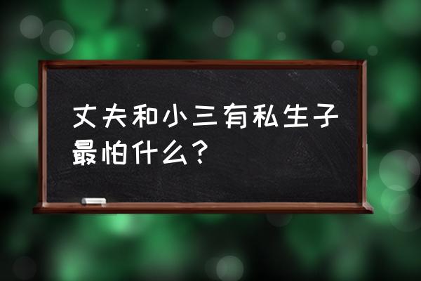 男人有私生子最怕什么 丈夫和小三有私生子最怕什么？