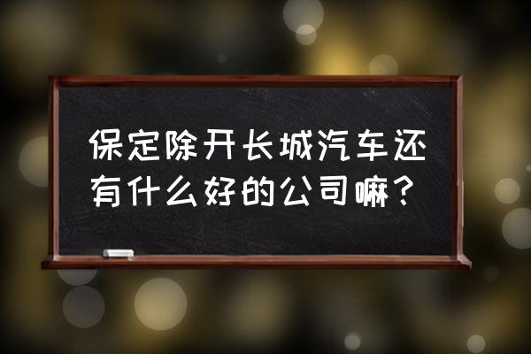 保定长城是私企还是国企 保定除开长城汽车还有什么好的公司嘛？