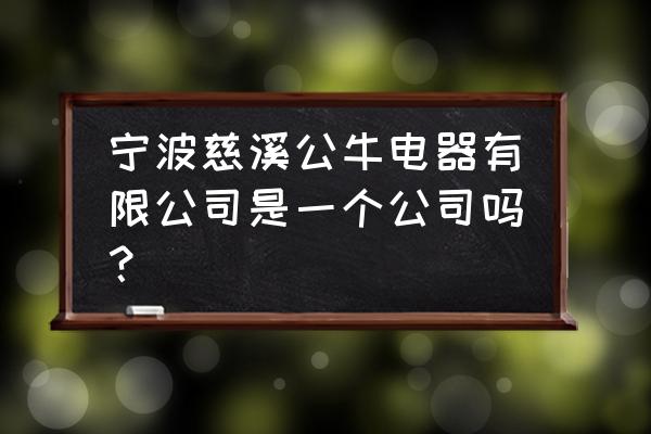 慈溪小家电批发市场 宁波慈溪公牛电器有限公司是一个公司吗？